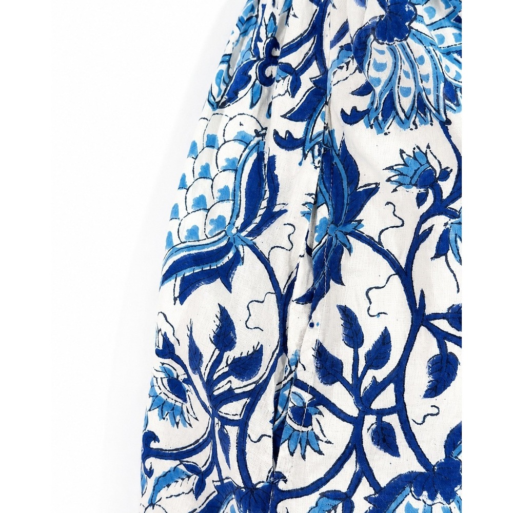 SoLe Mare Sole Amore Blue White Floral Smocked Cotton Mini Dress Large - Picture 5 of 11